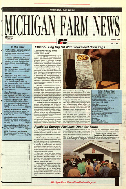 Michigan farm news : publication of Michigan Farm Bureau. (1994 April 15)