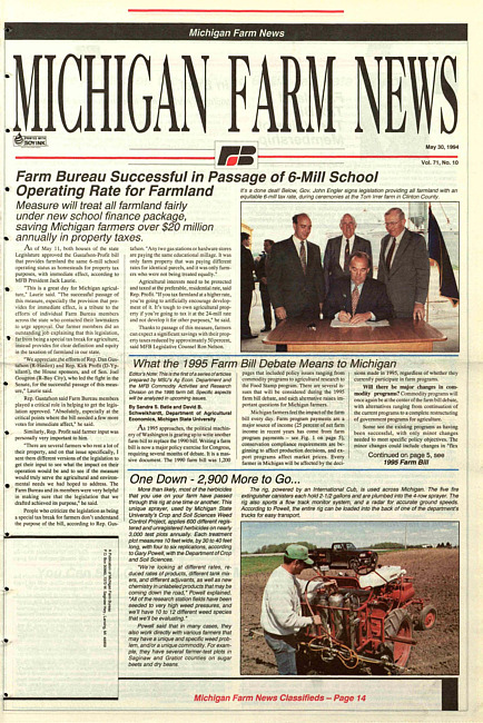 Michigan farm news : publication of Michigan Farm Bureau. (1994 May 30)