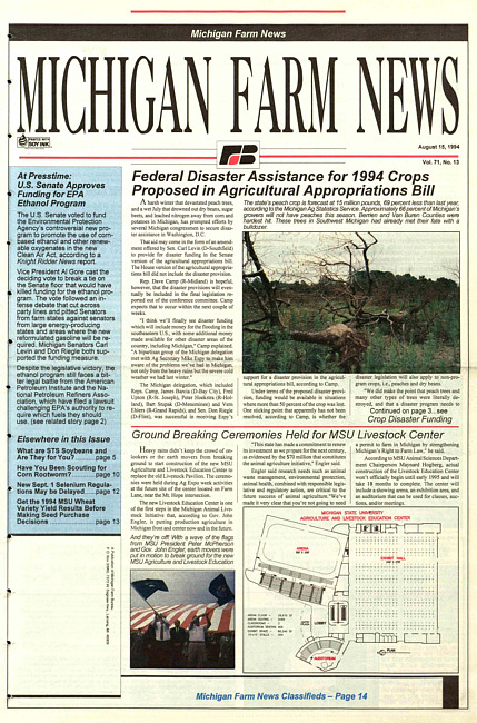 Michigan farm news : publication of Michigan Farm Bureau. (1994 August 15)