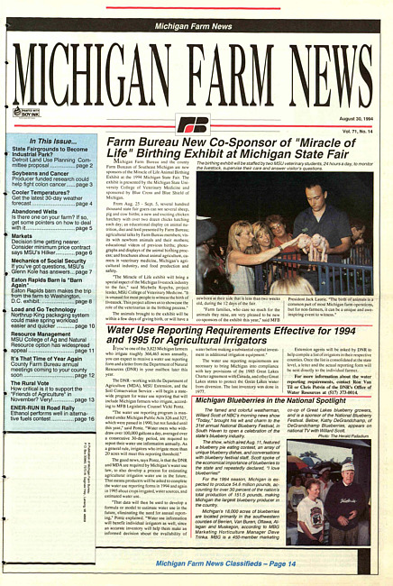 Michigan farm news : publication of Michigan Farm Bureau. (1994 August 30)