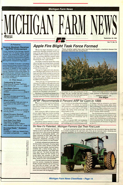 Michigan farm news : publication of Michigan Farm Bureau. (1994 September 30)