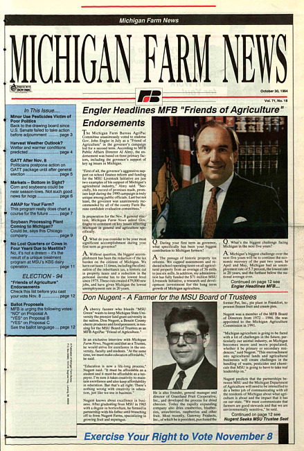 Michigan farm news : publication of Michigan Farm Bureau. (1994 October 30)