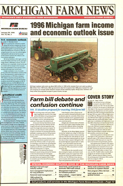 Michigan farm news : publication of Michigan Farm Bureau. (1996 January 30)