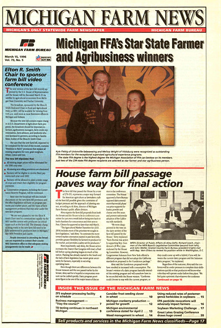 Michigan farm news : publication of Michigan Farm Bureau. (1996 March 15)