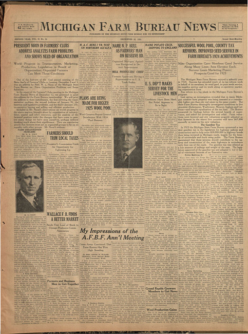 Michigan Farm Bureau news. (1924 December 26)