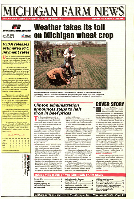 Michigan farm news : publication of Michigan Farm Bureau. (1996 May 15)