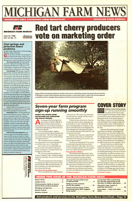 Michigan farm news : publication of Michigan Farm Bureau. (1996 June 15)