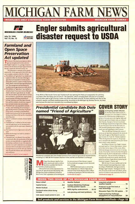 Michigan farm news : publication of Michigan Farm Bureau. (1996 July 15)