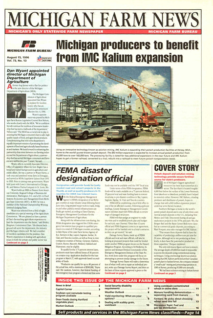 Michigan farm news : publication of Michigan Farm Bureau. (1996 August 15)