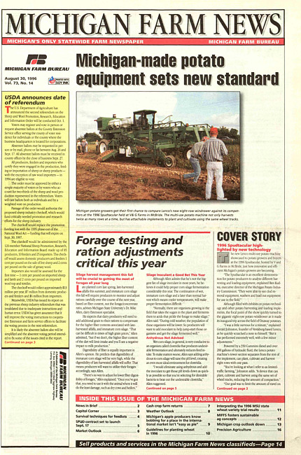 Michigan farm news : publication of Michigan Farm Bureau. (1996 August 30)