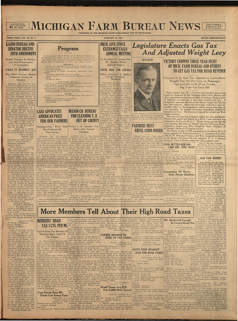 Michigan Farm Bureau news. (1925 January 30)