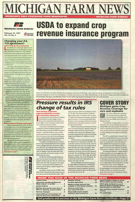 Michigan farm news : publication of Michigan Farm Bureau. (1997 February 15)