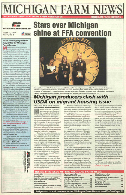 Michigan farm news : publication of Michigan Farm Bureau. (1997 March 15)