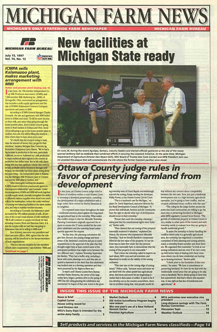 Michigan farm news : publication of Michigan Farm Bureau. (1997 July 15)