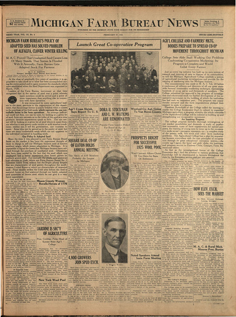 Michigan Farm Bureau news. (1925 February 27)