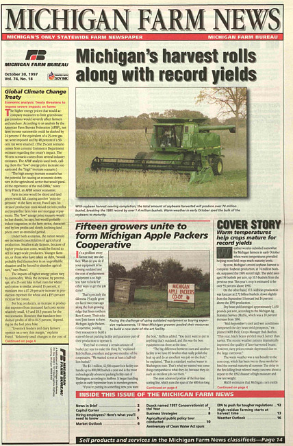 Michigan farm news : publication of Michigan Farm Bureau. (1997 October 30)