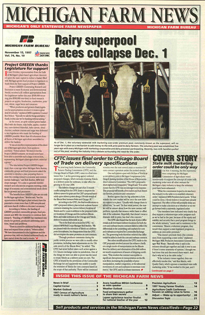 Michigan farm news : publication of Michigan Farm Bureau. (1997 November 15)