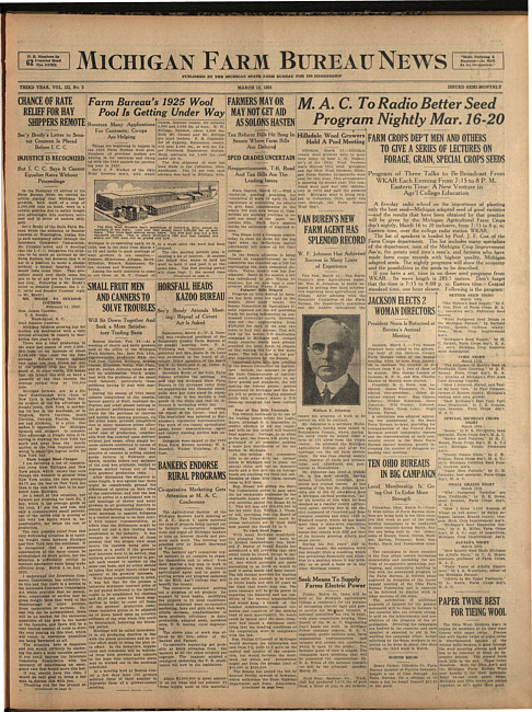 Michigan Farm Bureau news. (1925 March 13)