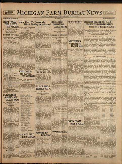 Michigan Farm Bureau news. (1925 March 27)