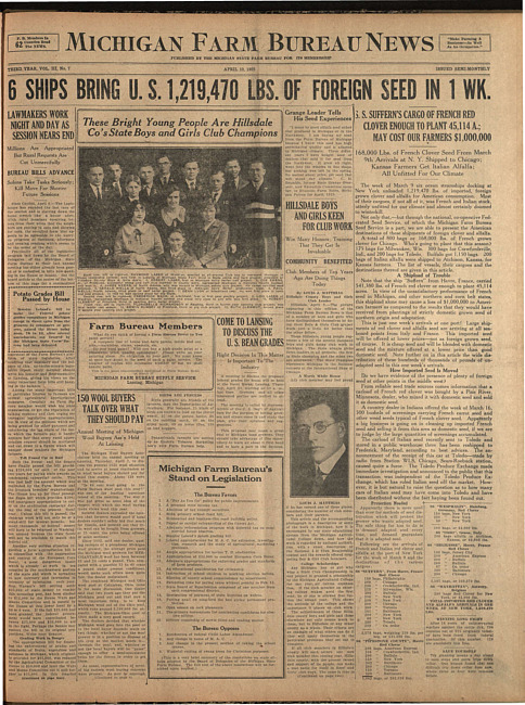 Michigan Farm Bureau news. (1925 April 10)