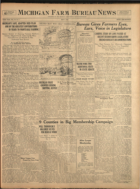 Michigan Farm Bureau news. (1925 May 8)