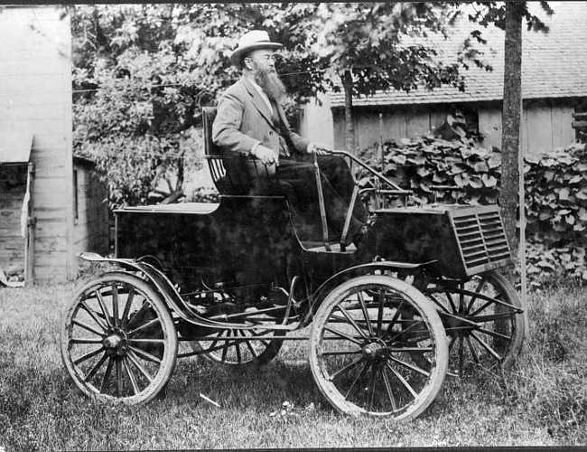 Dr. Bardwell in one of Flint's first automobiles