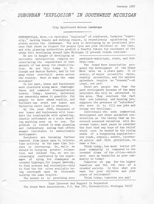 January 1967 newsletter