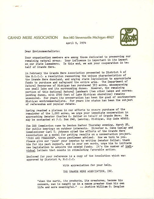 April 1974 newsletter