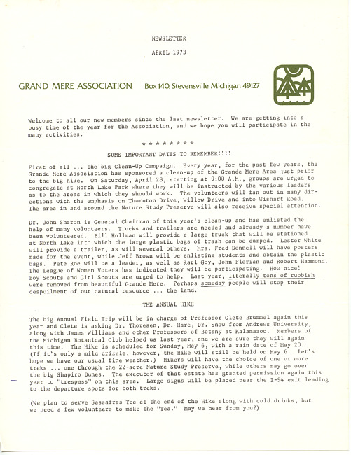 April 1973 newsletter