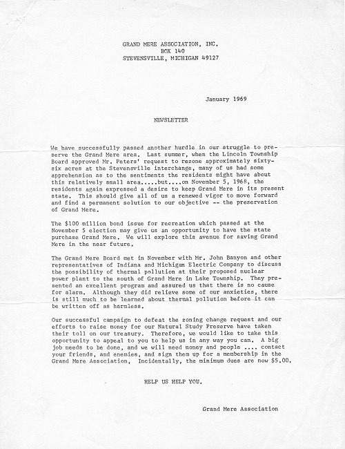 January 1969 newsletter