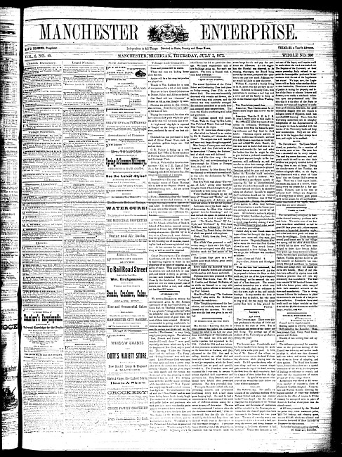 Manchester enterprise. Vol. 6 no. 40 (1873 July 3)