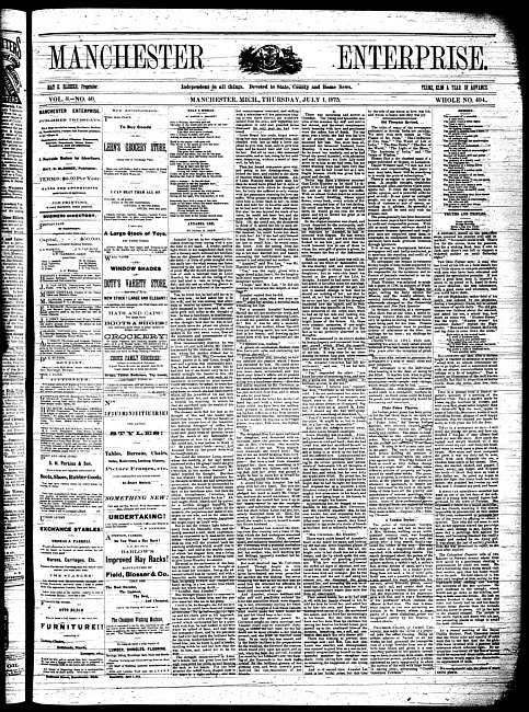 Manchester enterprise. Vol. 8 no. 40 (1875 July 1)