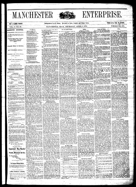 Manchester enterprise. Vol. 9 no. 28 (1876 April 6)