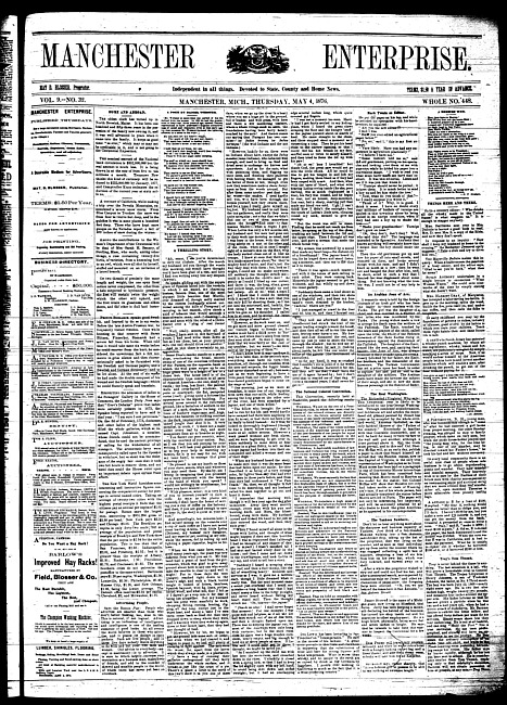 Manchester enterprise. Vol. 9 no. 32 (1876 May 4)