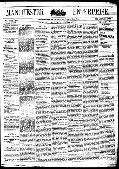 Manchester enterprise. Vol. 9 no. 33 (1876 May 11)