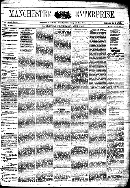 Manchester enterprise. Vol. 10 no. 30 (1877 April 19)