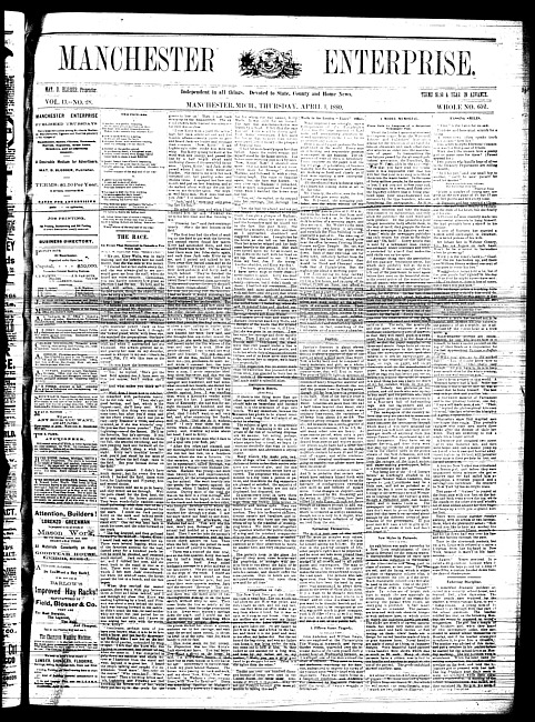 Manchester enterprise. Vol. 13 no. 28 (1880 April 1)