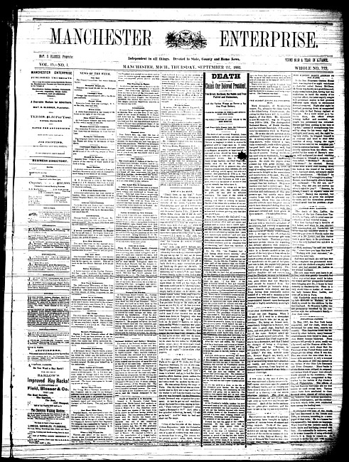 Manchester enterprise. Vol. 15 no. 1 (1881 September 22)