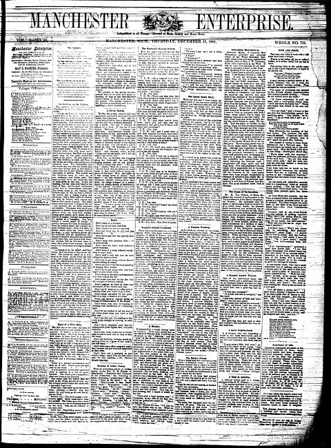 Manchester enterprise. Vol. 15 no. 13 (1881 December 15)