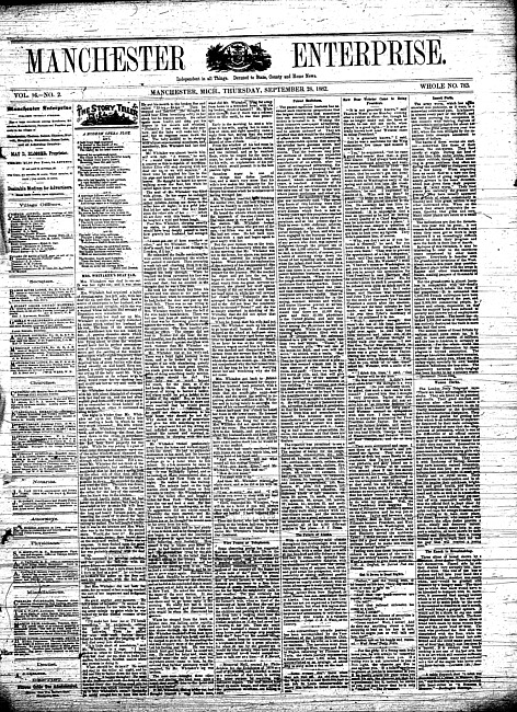 Manchester enterprise. Vol. 16 no. 2 (1882 September 28)