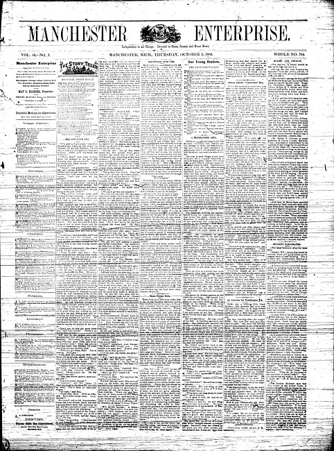 Manchester enterprise. Vol. 16 no. 3 (1882 October 5)