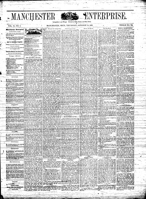 Manchester enterprise. Vol. 16 no. 5 (1882 October 19)