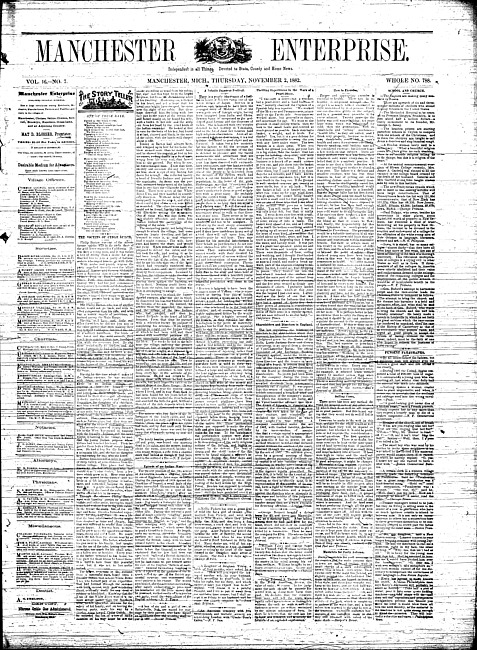 Manchester enterprise. Vol. 16 no. 7 (1882 November 2)