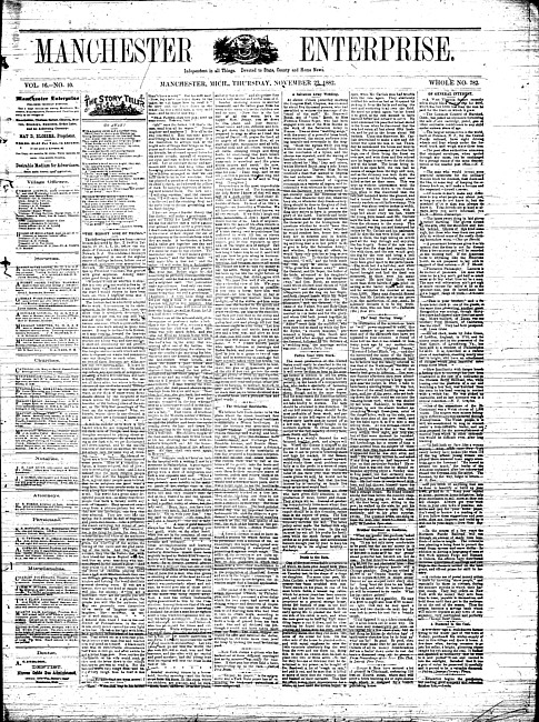 Manchester enterprise. Vol. 16 no. 10 (1882 November 23)