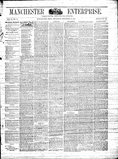 Manchester enterprise. Vol. 16 no. 13 (1882 December 14)
