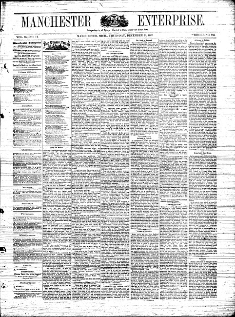 Manchester enterprise. Vol. 16 no. 14 (1882 December 21)