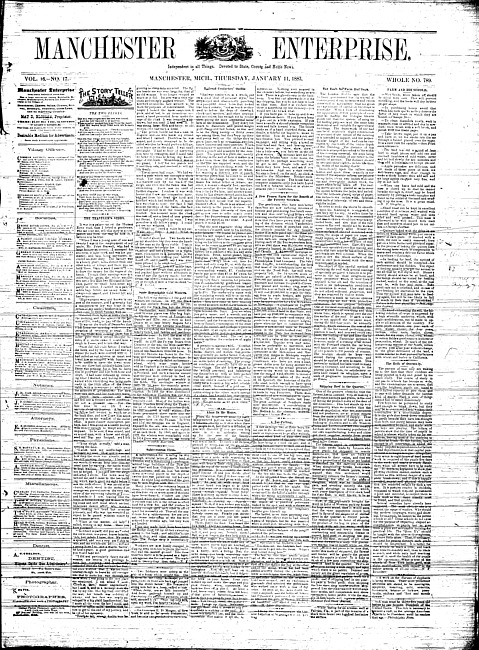 Manchester enterprise. Vol. 16 no. 17 (1883 January 11)