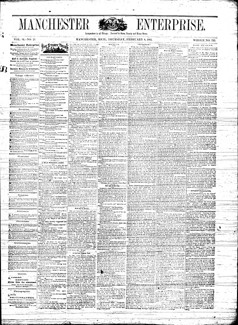 Manchester enterprise. Vol. 16 no. 21 (1883 February 8)