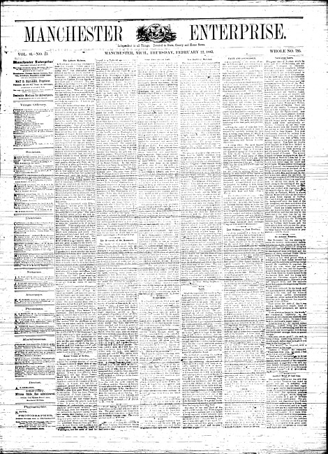 Manchester enterprise. Vol. 16 no. 23 (1883 February 22)