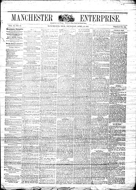 Manchester enterprise. Vol. 16 no. 32 (1883 April 26)